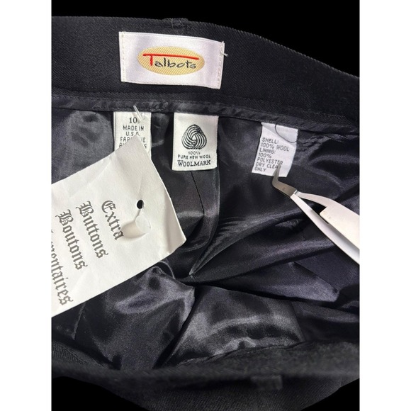 Vtg Talbots Heritage Black Straight Flat Front Dress pants Trousers 100% Wool 10 - Picture 13 of 13